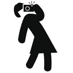 写真の無料アイコンを取ってカメラを持つ女性