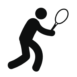 Raquet黒く手でテニスプレーヤー無料のアイコン