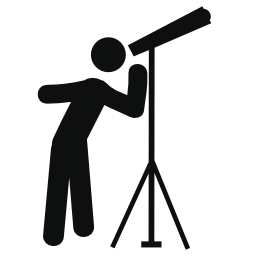 望遠鏡の無料のアイコンを探している男性