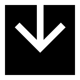 黒い正方形、IOS7インタフェースシンボル無料のアイコン内の下向き