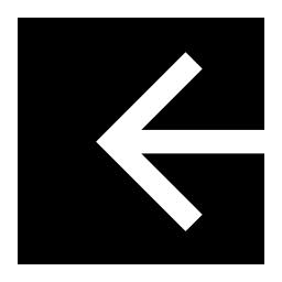 黒い正方形、IOS7インタフェースシンボル無料のアイコンの中の左を指す矢印