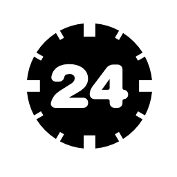 24時間サービス、時計シンボル無料アイコン