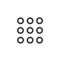 無料正方形の形のアイコンに配置された9つの小さな円