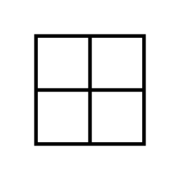 4つの正方形または部品、IOS7インタフェースシンボル無料アイコンで分けられる正方形