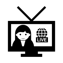 ライブニューステレビ無料のアイコンを持つ女性ジャーナリスト