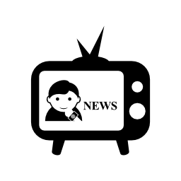 アンテナの無料アイコンとビンテージテレビモニター画面上のニュース