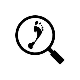 拡大鏡ツール無料のアイコンを人間の足跡の調査