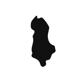 アルバニアの国地図黒い図形無料アイコン