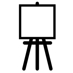 正方形のキャンバス無料アイコンと画家のイーゼル