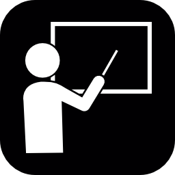 黒い内部の白い図形で黒板に指導教授角丸正方形無料アイコン