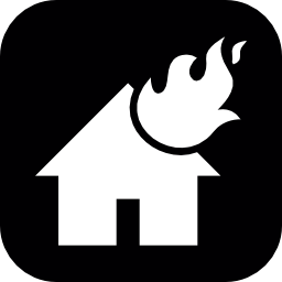 火災の炎、丸みを帯びた正方形の内部の家に無料アイコン