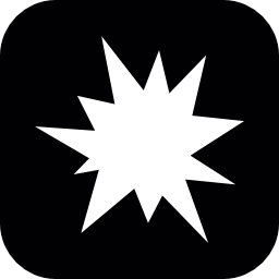 黒の丸みを帯びた正方形の無料のアイコンの中の白いの不規則な形の星