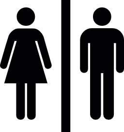 中間の無料アイコンの縦線と女性と男性のシルエット