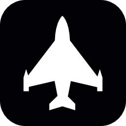 角丸の正方形で航空機形状無料アイコン