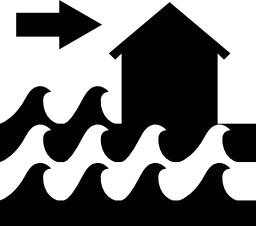 海のフリーのアイコンの横にある家のための洪水の危険