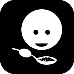 角丸の正方形のスプーンでスープを食べる人無料のアイコン