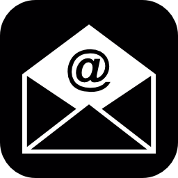 角丸の正方形で開いた封筒をメール無料のアイコン