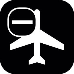 角丸の正方形にマイナス記号を持つ乗客飛行機トップビュー無料アイコン