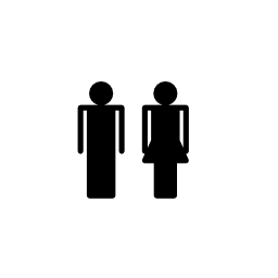 無料の男性と女性の輪郭のアイコンに立っています。