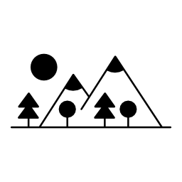 無料のアイコンを別の形をした木と山側
