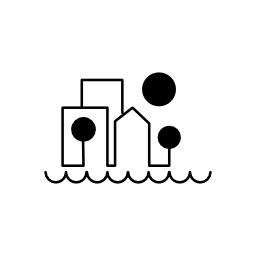 海の近くの建物から成っているさまざまな図形の無料アイコン