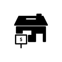 ドル記号の無料のアイコンを持つ信号の家