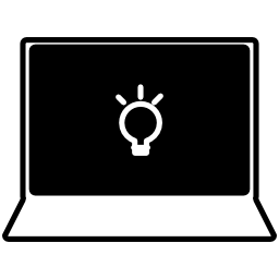 無料の電球アイコンと開いているノートパソコン