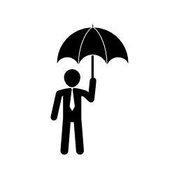 傘の無料アイコンを持ったビジネスマン