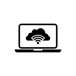 雲の無料のアイコンに接続されているラップトップ