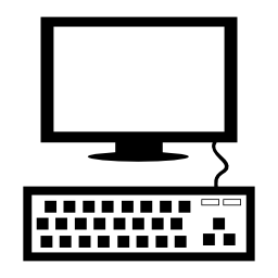 コンピューターのモニターやキーボード無料アイコンと職場