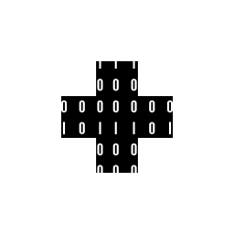 データの無料アイコンの付いた十字形のシンボル