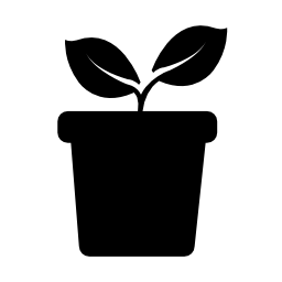 ポット側表示無料アイコン上の2つの葉を持つ植物します。