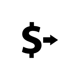 ドル記号の右側の矢印を持つ無料のアイコン