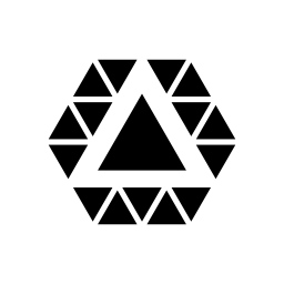六角形の無料アイコン内の複数の三角形