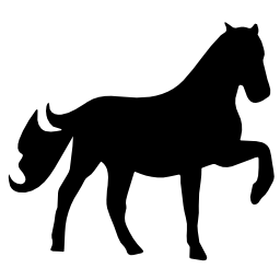 1つの足のシルエットの無料のアイコンを上げる馬