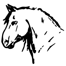 馬の頭に直面して左方向無料アイコンの描画