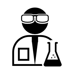 研究室のゴーグルと化学無料アイコンのフラスコの科学者