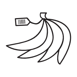 無料のアイコンをラベル上のバーコードとバナナ
