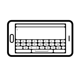 キーボードビュースクリーンの無料アイコンの水平方向の位置での携帯電話