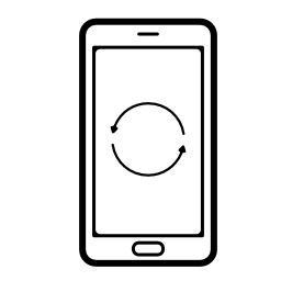 サークル無料アイコンの2つの矢印の付いた携帯電話の画面