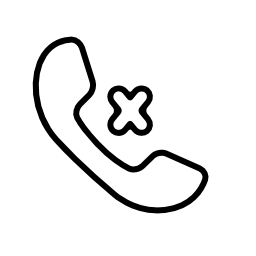 耳介の携帯電話のとクロス記号アウトライン無料アイコン