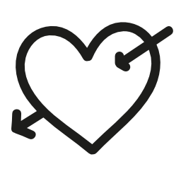 キューピッドの矢印をハート手描き下ろしシンボル無料アイコン
