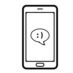 携帯電話スクリーンの無料アイコンの幸せそうな顔でバブルをチャットします。