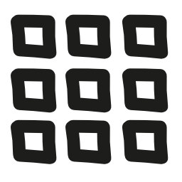 9つの正方形のタイルの手のモザイク描画シンボル無料アイコン