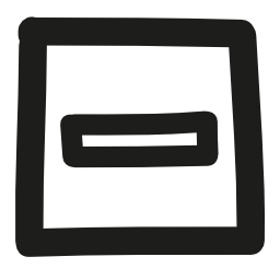 正方形内のマイナス記号手描き下ろしシンボル無料アイコン