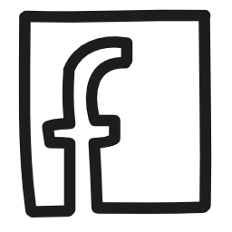 正方形の手でFacebookの手紙ロゴ描画概要無料アイコン