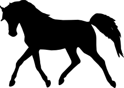 無料のアイコンを左に直面している黒いシルエットを歩み去る馬