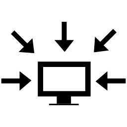 それを指している矢印に囲まれてモニターのコンピューターデータインタフェースシンボル無料アイコン