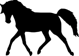 無料のアイコンを左に直面している黒いシルエットを歩み去る馬