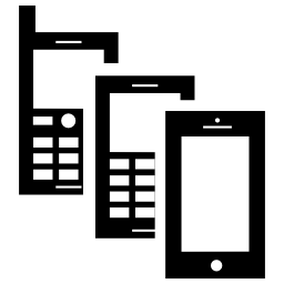 3つの異なるモデルの無料アイコンの携帯電話のグループ